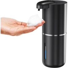 Dispensador de sabonete líquido espumante automático sem toque, dispensador de sabonete elétrico de parede com 4 níveis ajustáveis, preto