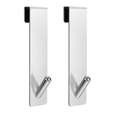 Conjunto de 2 ganchos para porta de box, sem necessidade de furar, ganchos para toalha, compatíveis com portas de 6 a 12 mm de espessura, prateado