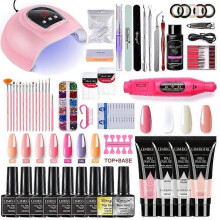 Manicure Set for Nail Extensions Gel Nail Polish Set Soak Off UV LED Lamp Dryer Nail Set E