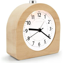 Sveglia a batteria con funzione snooze, sveglia da viaggio compatta in legno, silenziosa analogica senza ticchettio, luce in legno