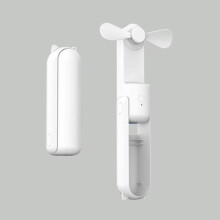 Mini ventilador portátil criativo, com três velocidades ajustáveis, recarregável via USB, ventilador de mesa compacto, branco.