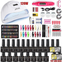 (120W-18 colosr) Manicure Set With 120/75W/54W Led Nail Lamp Nail Set 35000RPM Nail drill Machine 30/24 Color