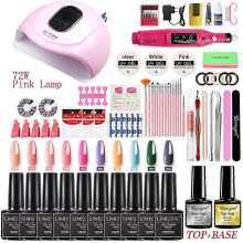 (LH02-3) Manicure Set With 120/75W/54W Led Nail Lamp Nail Set 35000RPM Nail drill Machine 30/24 Color