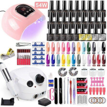 (plum) Manicure Set With 120/75W/54W Led Nail Lamp Nail Set 35000RPM Nail drill Machine 30/24 Color
