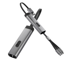 Cavo di ricarica retrattile 3 in 1 da 3A con connettori Lightning, USB-C e Micro-USB, anti-groviglio, ideale per viaggi e casa.