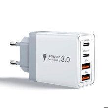 Adattatore di alimentazione a ricarica rapida da 40 W con 4 porte, compatibile con iPhone e altri dispositivi USB.