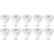 LED žiarovka MR16 GU5.3 5W, ekvivalent 50W halogénovej žiarovky, teplá biela 2700K, AC DC 12V, balenie 10 kusov
