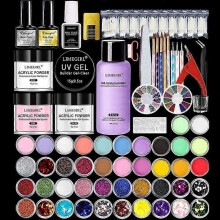 (ZH196-35) Acrylic powder Set Nail Kit 3 Colors Carving Nail Art Gel For Extension Manicure Tools Set