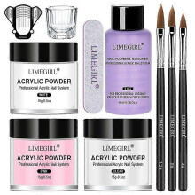 (8PCS Set-15g Powder) Acrylic powder Set Nail Kit 3 Colors Carving Nail Art Gel For Extension Manicure Tools Set