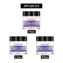 (3PCS Set-10g Powder) Acrylic powder Set Nail Kit 3 Colors Carving Nail Art Gel For Extension Manicure Tools Set