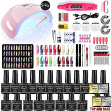 (Clear) Manicure Set With 120/75W/54W Led Nail Lamp Nail Set 35000RPM Nail drill Machine 30/24 Color