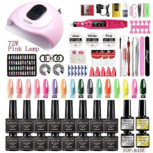 (LH03-4) Manicure Set With 120/75W/54W Led Nail Lamp Nail Set 35000RPM Nail drill Machine 30/24 Color