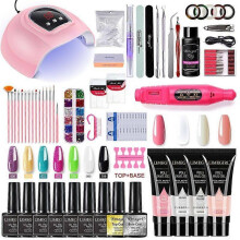 Manicure Set Kit with Nail Lamp Nail Dryer Nail Drill Machine Poly Nail Gels Nail Gel Polish Set G