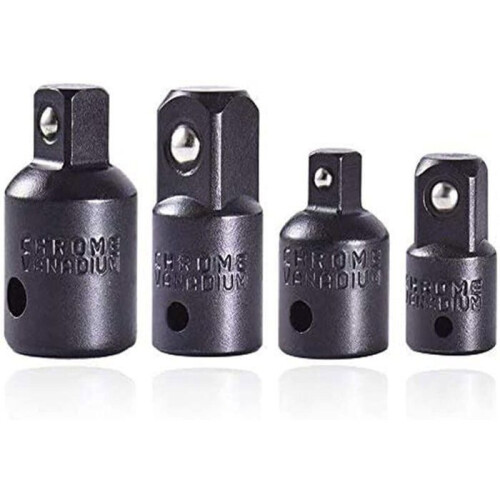 Conjunto de 4 adaptadores para chave de catraca com encaixe sextavado de 1/4", 3/8" e 1/2".