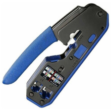 Alicate de crimpagem profissional RJ45 para conectores Ethernet Cat 7 e Cat 6. Ferramenta portátil durável.