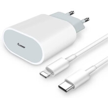Caricabatterie rapido USB-C da 20 W con cavo da 1 m, certificato MFi, compatibile con iPhone 13, 12, 11, SE, XR, X e 8 Plus.