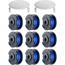 Confezione da 11 bobine di filo di ricambio per decespugliatore, diametro 1,6 mm, lunghezza 30,17 m, con 9 bobine di filo e 2 coperture.