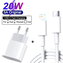 Caricabatterie rapido da 20 W per iPhone 14 13 12 11 X, cavo da USB C a Lightning da 1 m, bianco
