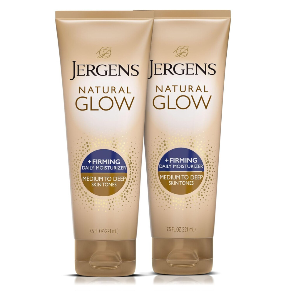 Jergens Natural Glow +Firming Self Tanner Body Lotion, Medium To Deep Skin Tone, Helps To Visibly Reduce Cellulite, 7.5 Oz, Pack Of 2