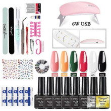 (Auburn) Manicures Set UV LED Lamp Dryer With 12/6 pcs Nail Set Gel Polish Kit