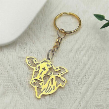(A GD) Highland Cow Keychain for Women Men, Stainless Steel Gold Hollow Cute Calf Bull Bag Charm Key Ring Holder Jewelry