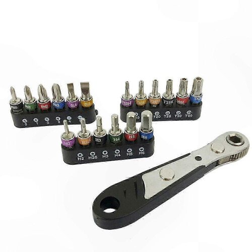 19-Piece 1/4 Inch Ratchet Wrench Kit with Screwdriver Bits and Combination Spanner Tool Set