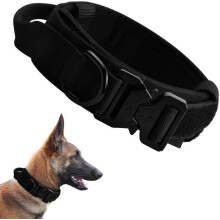 Collar ajustable para perro con asa, collar de entrenamiento de nailon con hebilla metálica, XL 50-62 cm, negro.