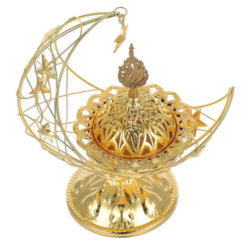 Arabic Moon Incense Burner Middle Eastern Metal Censer for Aromatherapy
