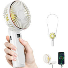 Ventilatore portatile, ricaricabile da 4000 mAh, regolabile a 180 gradi, 6 velocità, bianco, ventilatore compatto per il raffreddamento.