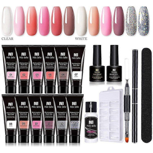 Poly Nail Gel Set 6W LED Lamp Full Manicure Kit Quick Extension Nails Building Fingertips Polygels Tool Kit 8