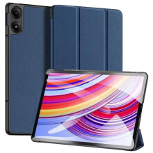 Kolmitaittoinen nahkakotelo Redmi Pad Prolle, Redmi Pad Pro 5G:lle ja Poco Padille jalustalla, musta