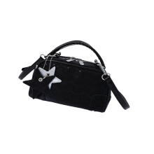 Trendy crossbodytas met bowlingtasontwerp en schoudertas-Zwart