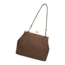 Schoudertas Kleur Geweven Handtas Ruim Design Stro-Koffie