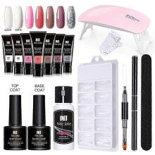 Poly Nail Gel Set 6W LED Lamp Full Manicure Kit Quick Extension Nails Building Fingertips Polygels Tool Kit 4