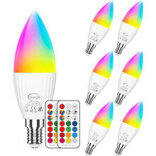 Lampadina LED E14 da 6W RGBW dimmerabile, luce bianca calda 2700K, equivalente a 40W, confezione da 6