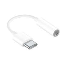 USB-C - 3,5 mm:n äänisovitin, valkoinen, 10 cm:n kevyt ja kannettava kaapeli kuulokkeille ja nappikuulokkeille