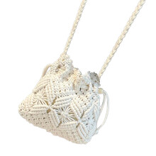Crossbody Bags for Women Bucket Bag Braided Bucket Purses-White