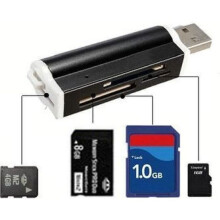 USB-monitoimikortinlukija Micro SD-, MMC- ja SDHC-korteille, musta kompakti sovitin nopeaan tiedonsiirtoon