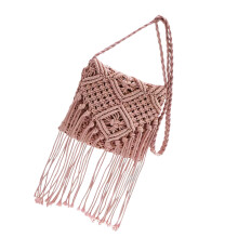 Stijlvolle Boheemse gehaakte crossbody portemonnee katoenen-Roze