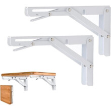 Set di 2 staffe pieghevoli per mensole, 300 mm, in acciaio inox, per montaggio a parete, resistenti, con capacità di carico di 60 kg.