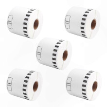 62mm x 30.48M Continuous Label Refill Rolls, 5-Pack for Compatible Label Printers
