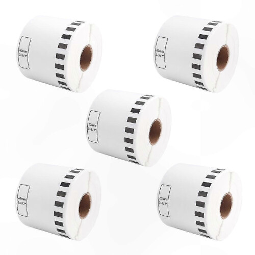 62mm x 30.48M Continuous Label Refill Rolls, 5-Pack for Compatible Label Printers