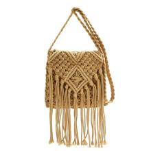 Elegante crossbodytas van zacht katoen, handwerk voor-Khaki