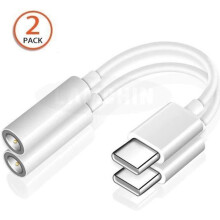 USB-C - 3,5 mm:n äänisovitinkaapeli musiikin toistoon ja lataamiseen, musta, kompakti muotoilu