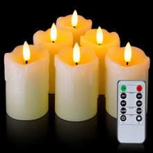 liekittömän LED-tuikkukynttilän setti, aitoa vahaa, välkkyvät paristokäyttöiset pylväskynttilät, 5 x 7 cm, paristo sisältyy hintaan
