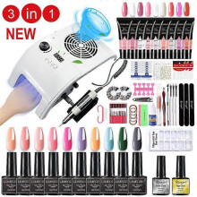 Nail Set with 3 In 1 Nail Art Machine Set Gel Nail Polish Kit Nail Lamp Nail Drill Manicure Vacuum Cleaner Sets C