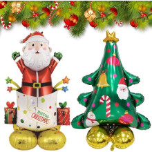Árbol de Navidad y adornos de Papá Noel inflables e impermeables, 2 piezas, 1,2 metros, para patio, jardín, interiores y exteriores.