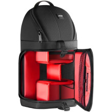 Ammattimainen DSLR-kamerareppu pehmustetulla väliseinällä ja objektiivin säilytystilalla matkustamiseen ja valokuvaukseen