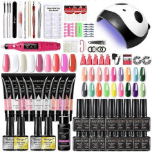 Poly Nail Gel Set for Nail Extensions Gel Nail Polish Set with LED Nail Dryer Manicure Set Kit 4