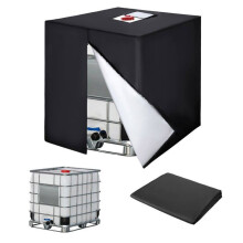 Telo di copertura per serbatoio IBC da 1000 litri, in tessuto 420D impermeabile e resistente ai raggi UV, dimensioni 120 x 100 x 116 cm, colore nero.